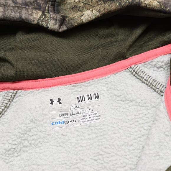 Under Armour Women's Full Zip Jacket Polyester Green Size M Loose Coldgear Camo - Picture 7 of 8